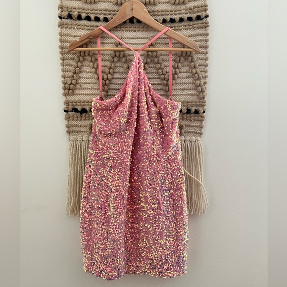 Helsi Elegant Pink Sequin Dress size large - Picture 3 of 10
